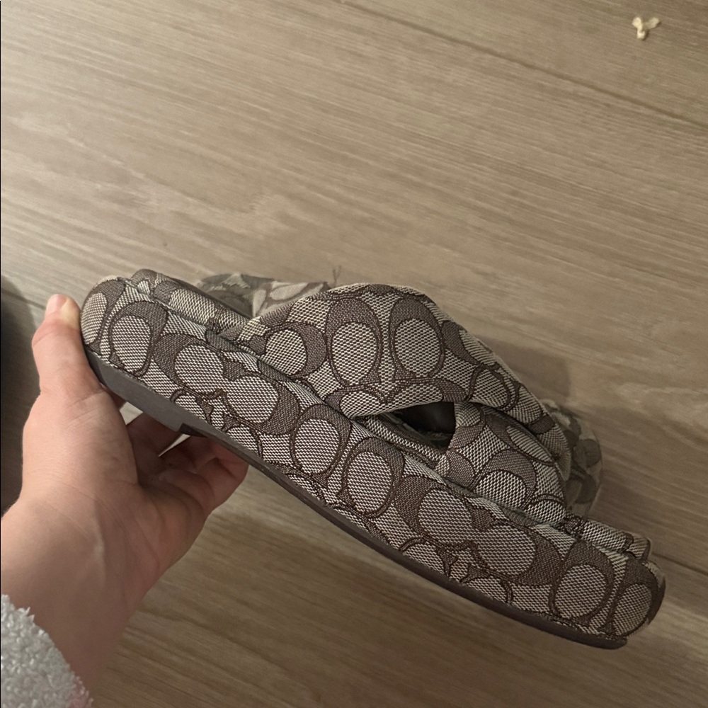 Coach Brown Monogram Sandals